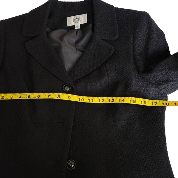 Le Suit Plaid 2 Piece Set Skirt Suit Black Size 6 P Tweed Velvet Trim - Picture 9 of 16